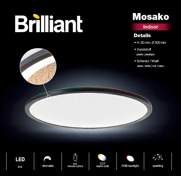 Ceiling lamp Mosako black L Brilliant 4004353426445