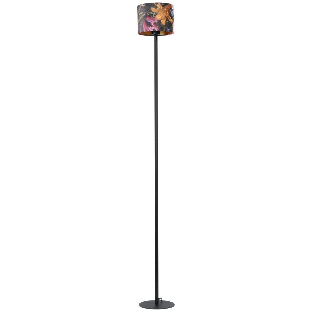Black floor lamp Venus 175cm with Flower lampshade