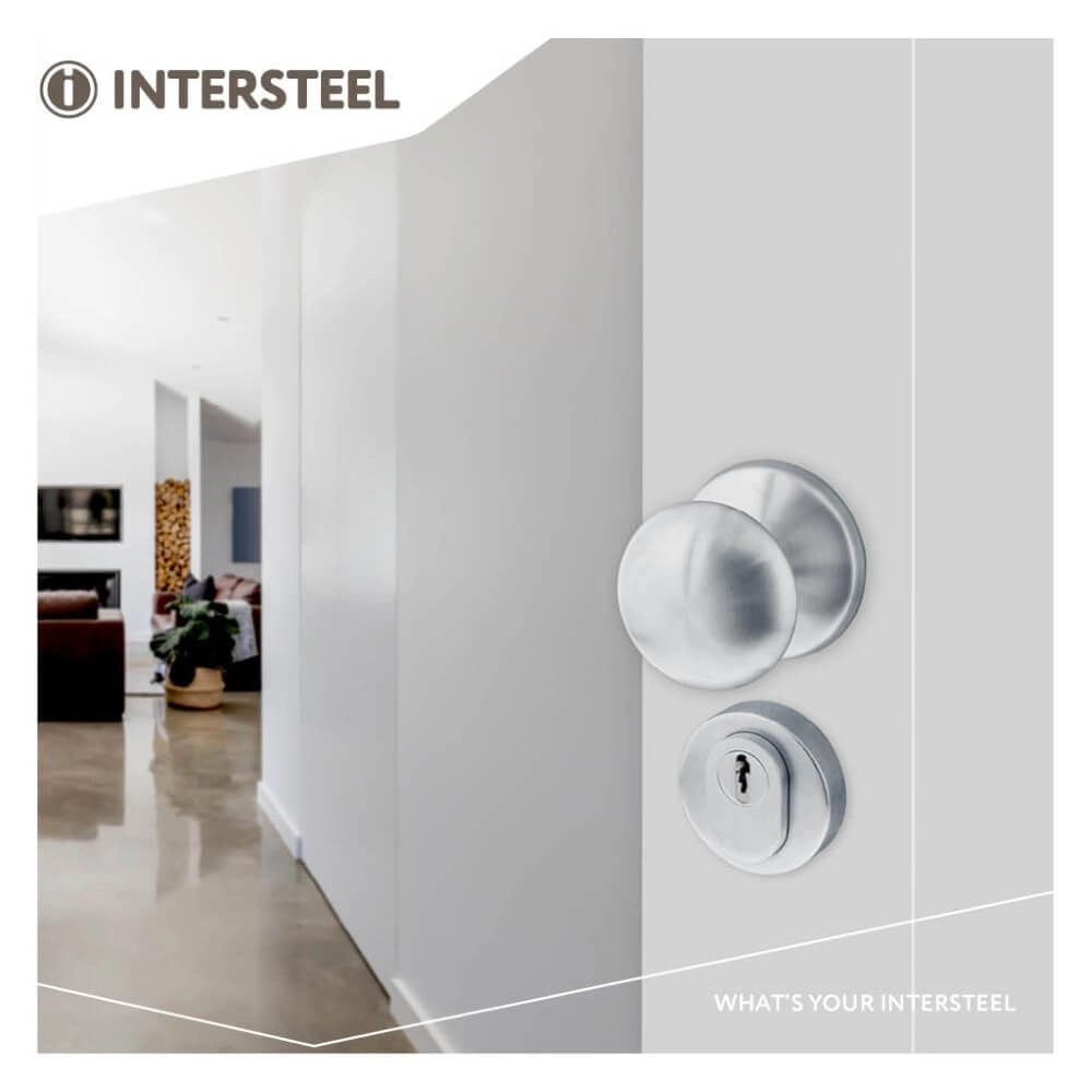 Front door set Vurano round core pull protection stainless steel Intersteel 8714186408346