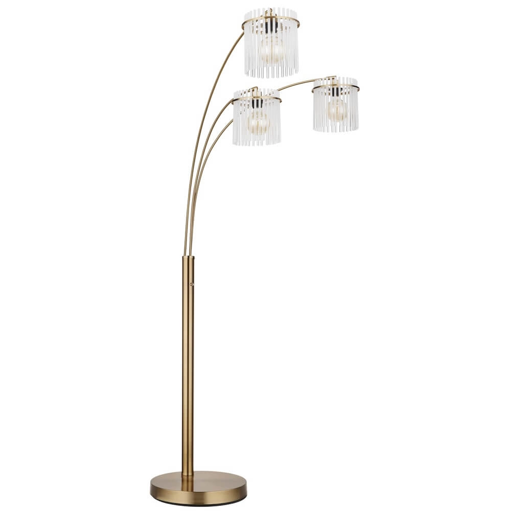 Golden floor lamp Gorley with glass 3-light Globo 9007371481019