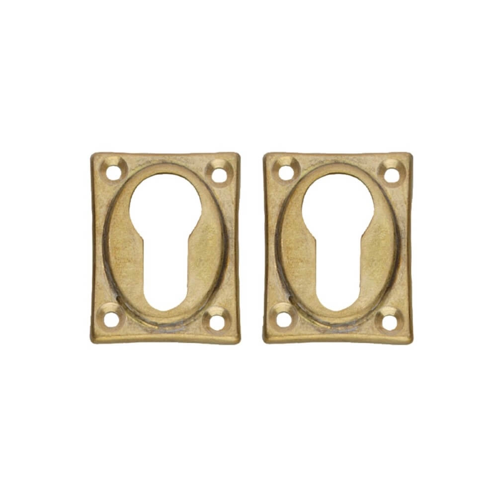 Set of 2 Cylinder Rosettes Tira Square Brass Tumbled