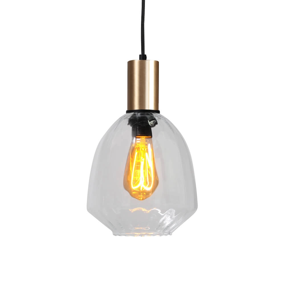 3-light hanging lamp - gold - Porto with Nicolette clear lenses Masterlight 8718121269689