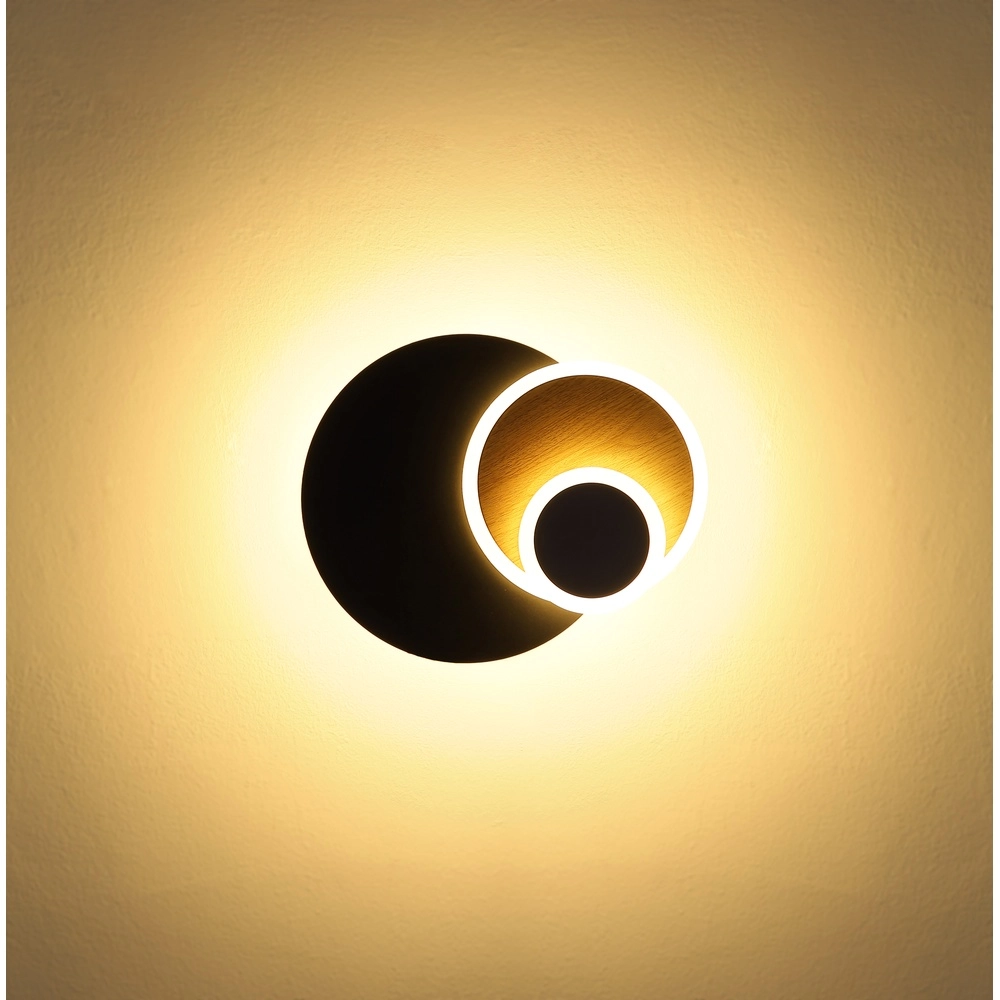 Black wall lamp Odonell with wood Globo 9007371566419
