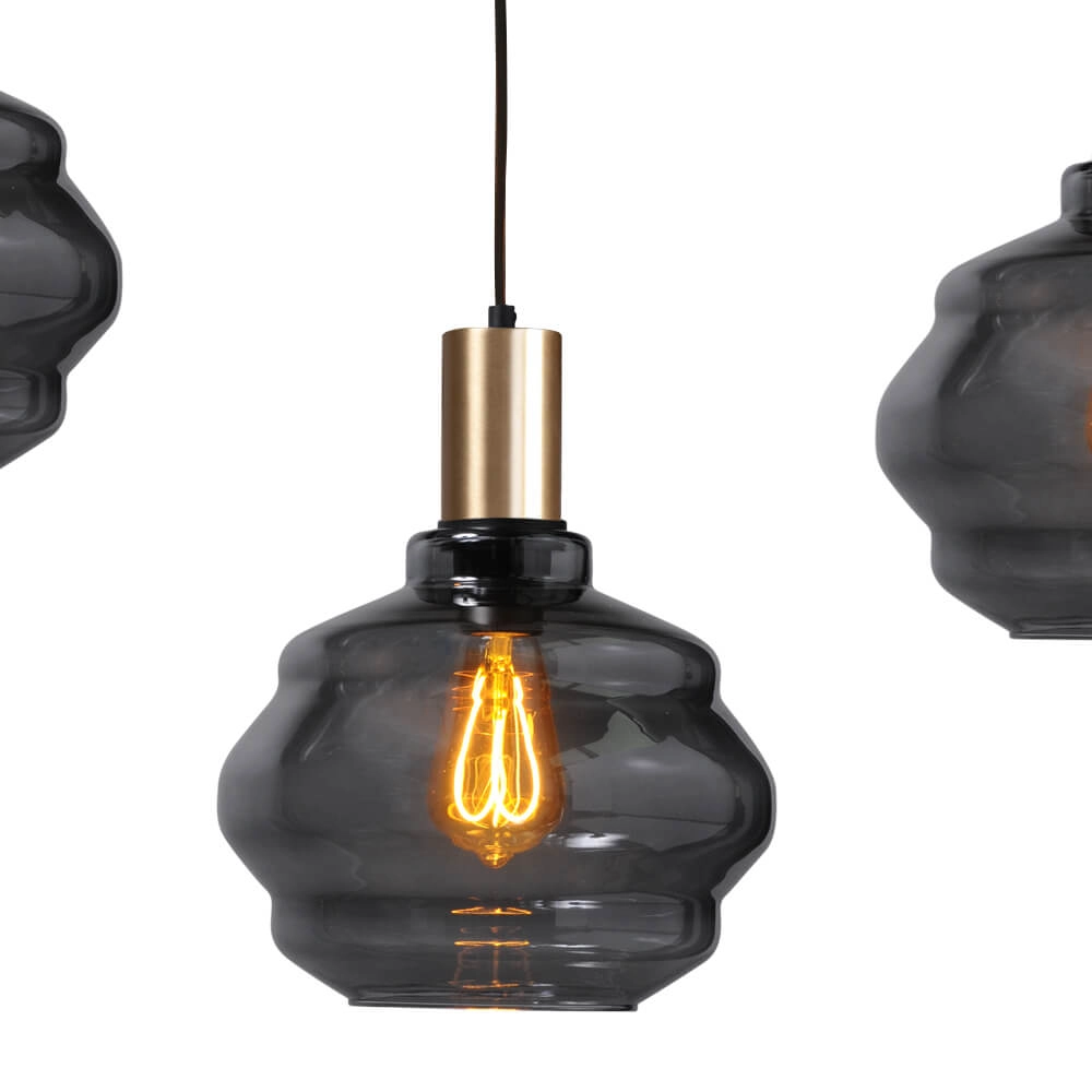 5-light hanging lamp - gold - Porto with Ball smoke glasses - Ø 24cm Masterlight 8718121270142
