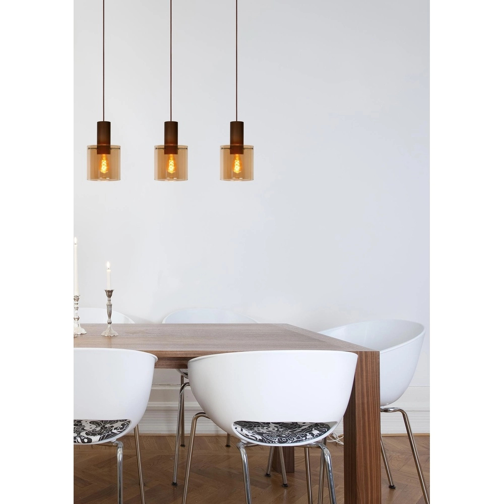 Pendant lamp Toledo 3-light amber glass Lucide 5411212740854