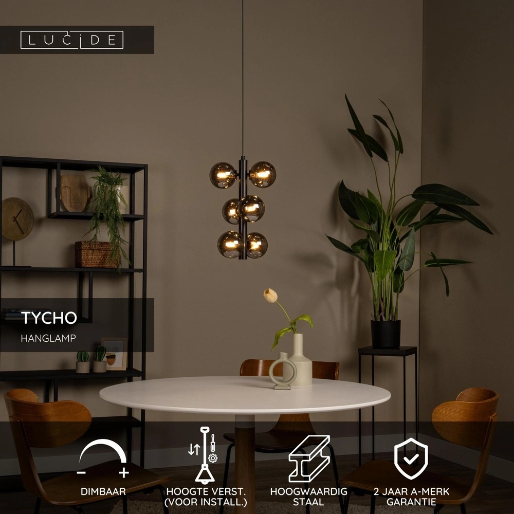 Pendant lamp Tycho Black Lucide 5411212450951