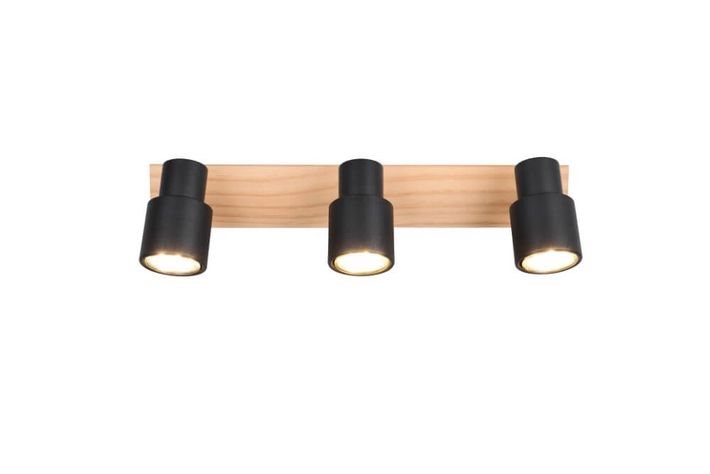 3-light ceiling lamp Pierre black with wood Trio 4017807638196