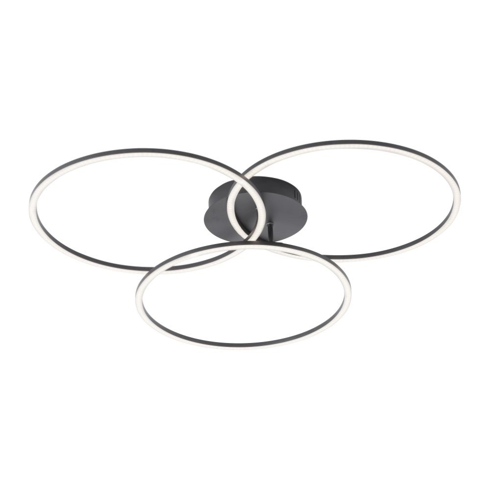 Modern ceiling lamp Ivanka 3-ring black Just Light 4043689970567