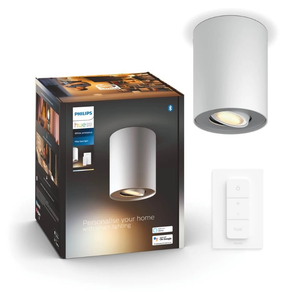 Ceiling spotlight Hue Pillar - White Ambiance 1-light white with switch Philips 8719514338487