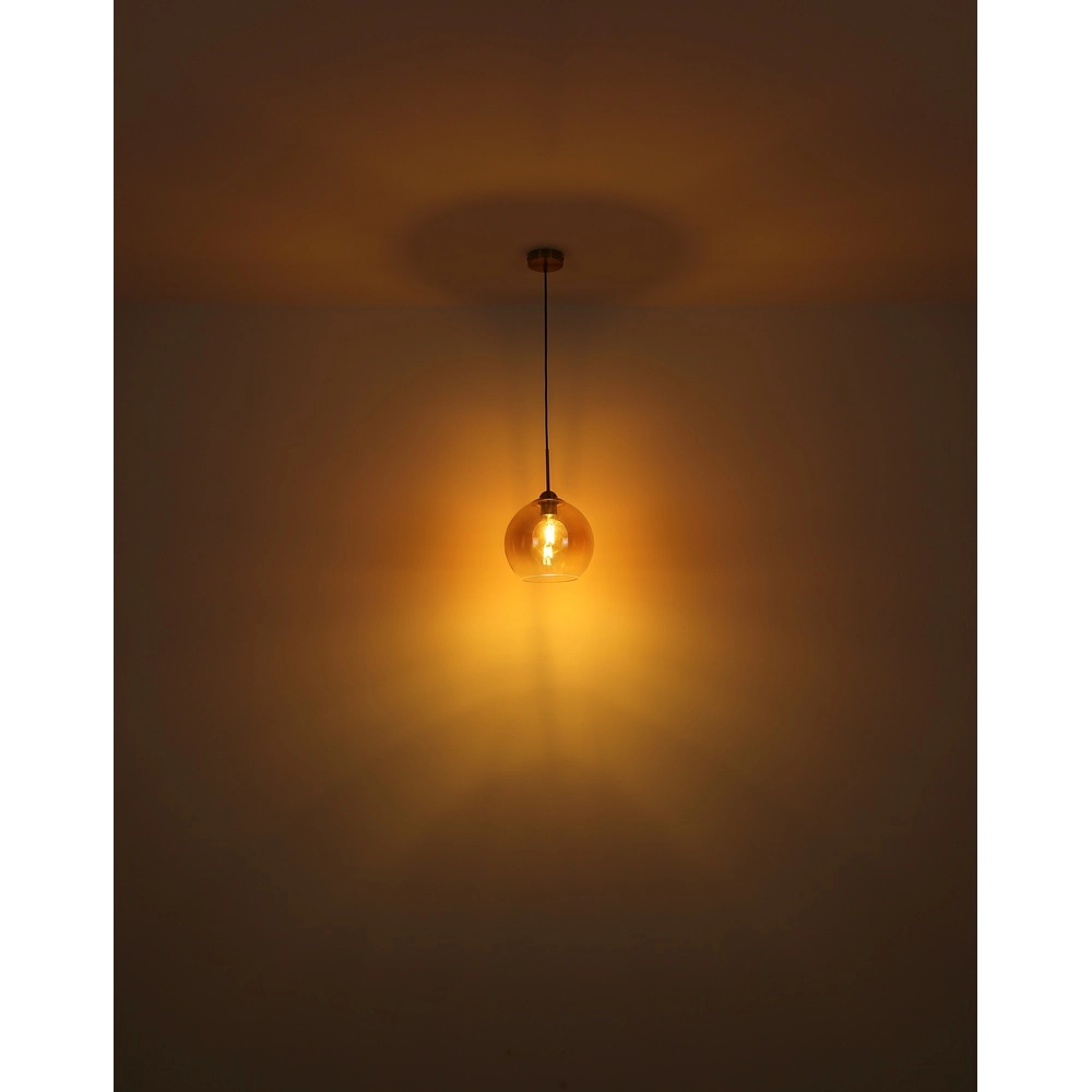 Golden pendant lamp Jamessa only with amber glass Globo 9007371441686