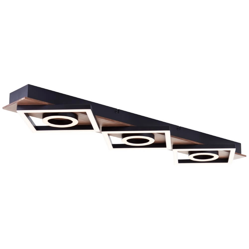 Ceiling lamp black with wood Maureen 88cm Brilliant 4004353435263