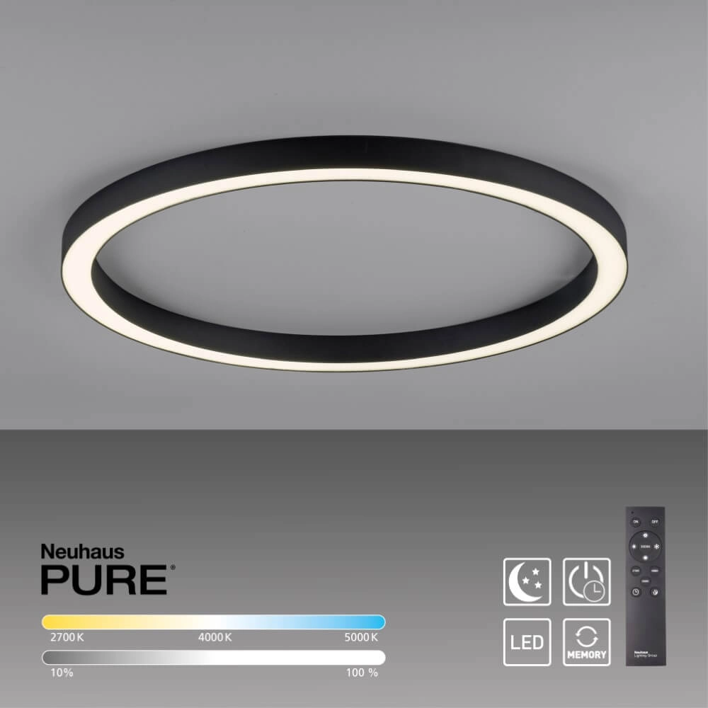 Round floor lamp Pure Lines Round Ø 70cm anthracite Paul Neuhaus 4012248373521