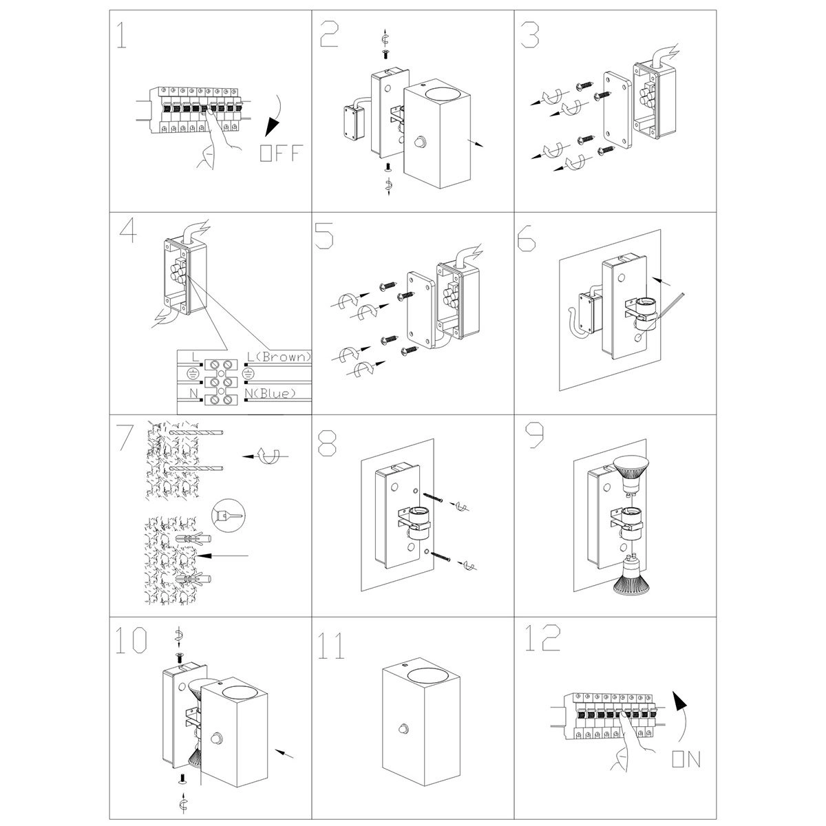 Square wall spotlight Logan with twilight sensor Steinhauer 8712746133226