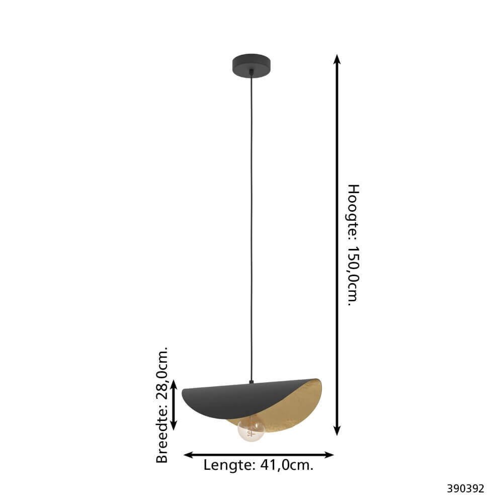 Black hanging lamp Saceda with gold Ø 41cm Stars of Light 9008606292288