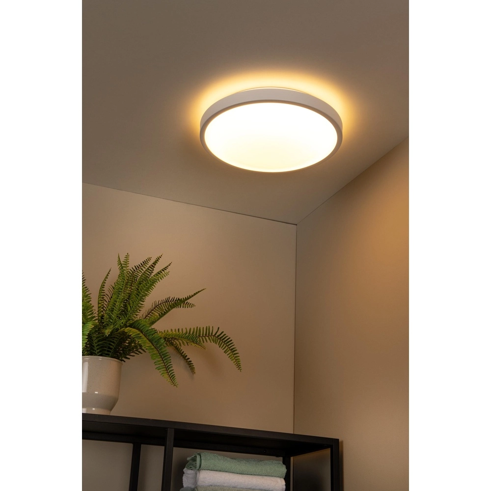 White ceiling light Dasher Ø 41cm IP44 for bathroom Lucide 5411212792129