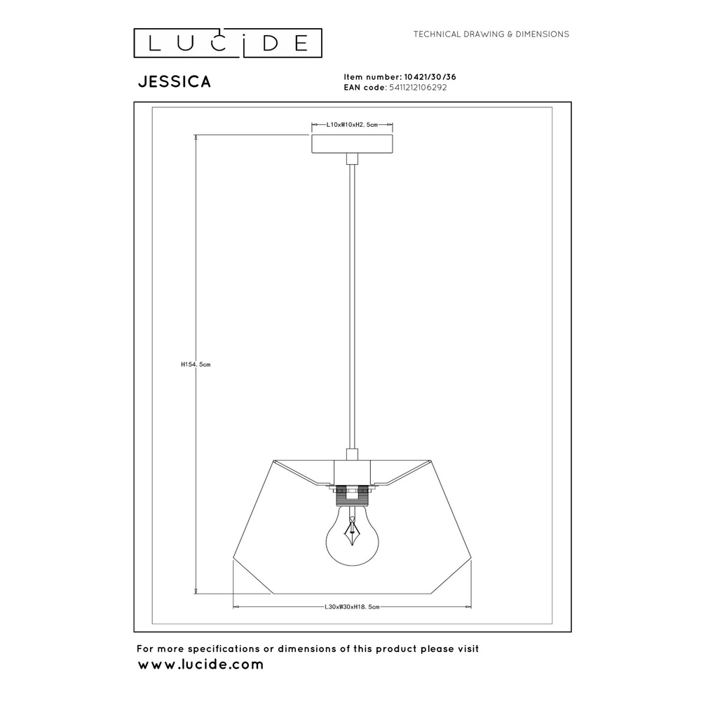 Pendant lamp Jessica Ø 30cm grey Lucide 5411212106292
