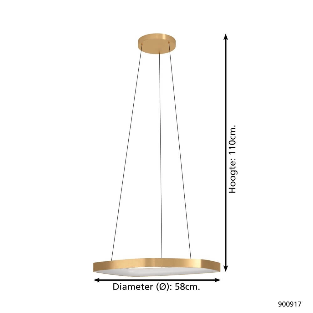 Gold LED pendant lamp Vallerosa Ø 58cm Eglo 9008606277827