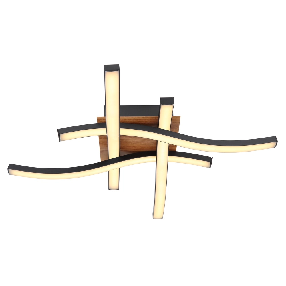 Ceiling lamp Evita black with wood Globo 9007371419173