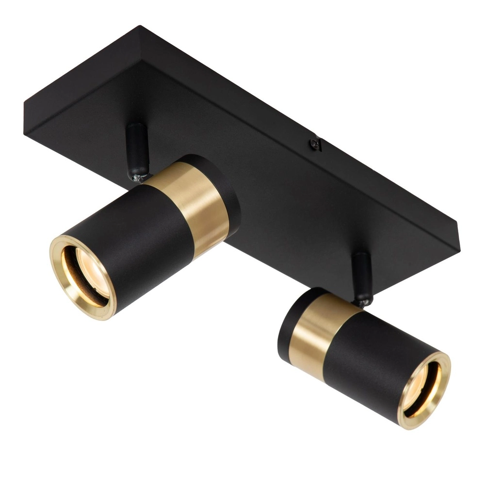 Ceiling lamp Gorik 2-light black with gold Lucide 5411212530981