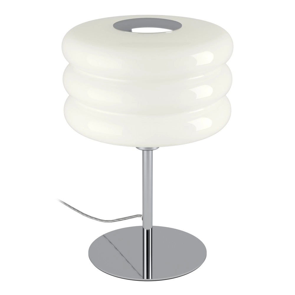 Design table lamp Tortora chrome with white Ø 20cm