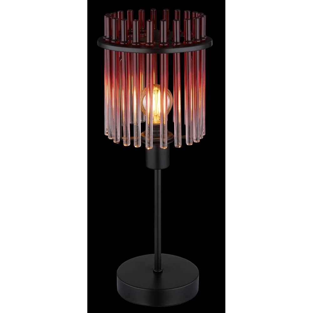 Black table lamp Gorley with red glass Ø 15cm Globo 9007371471959