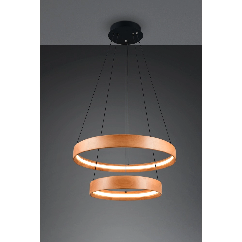 Design pendant lamp Lynwood wood Ø 60cm Trio 4017807662276
