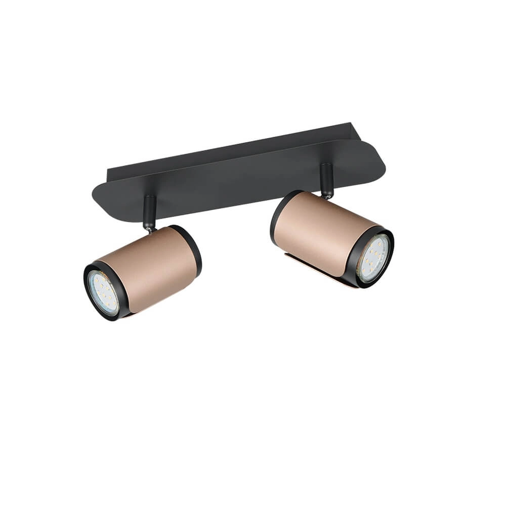 2-light surface-mounted spotlight Gillan black with brown Trio 4017807640434