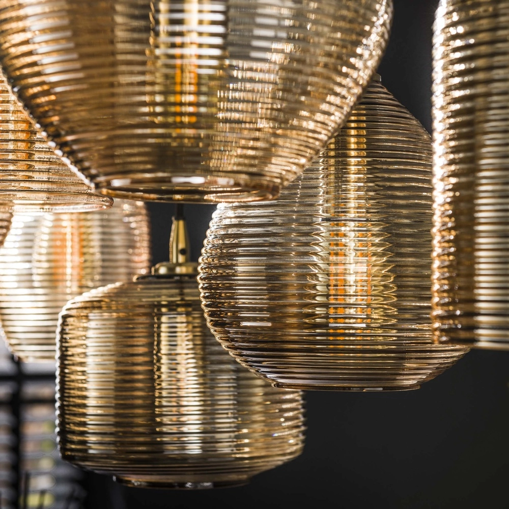 Dining room pendant lamp Stripe 7-light - ribbed glass Lyora 8716803511125