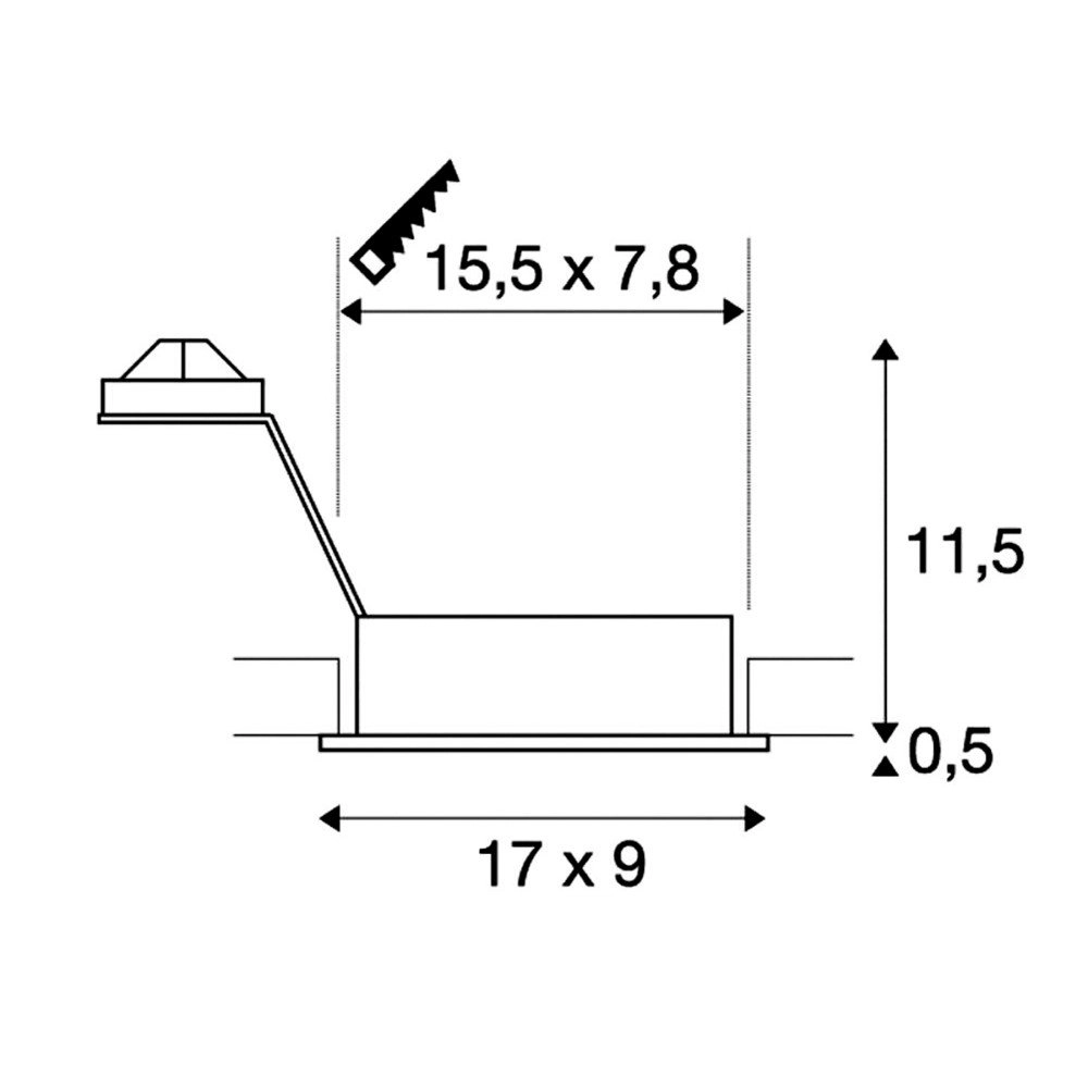 Recessed spotlight New Tria GU10 2 Square 17cm black SLV 4024163137102
