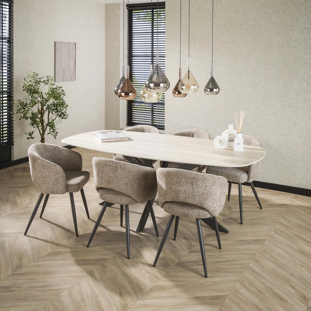 7-light dining table pendant lamp Wings Ø 22cm glass Lyora 8716803511989
