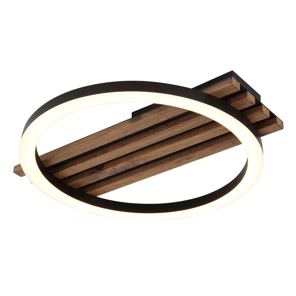 Ceiling lamp Tisha Single black with wood