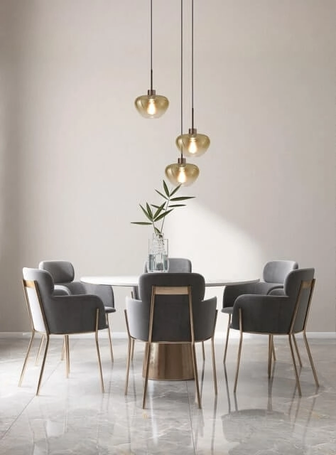 3-light pendant lamp Genua brown with 3x gold glass Ø 24cm Masterlight 8718121357041
