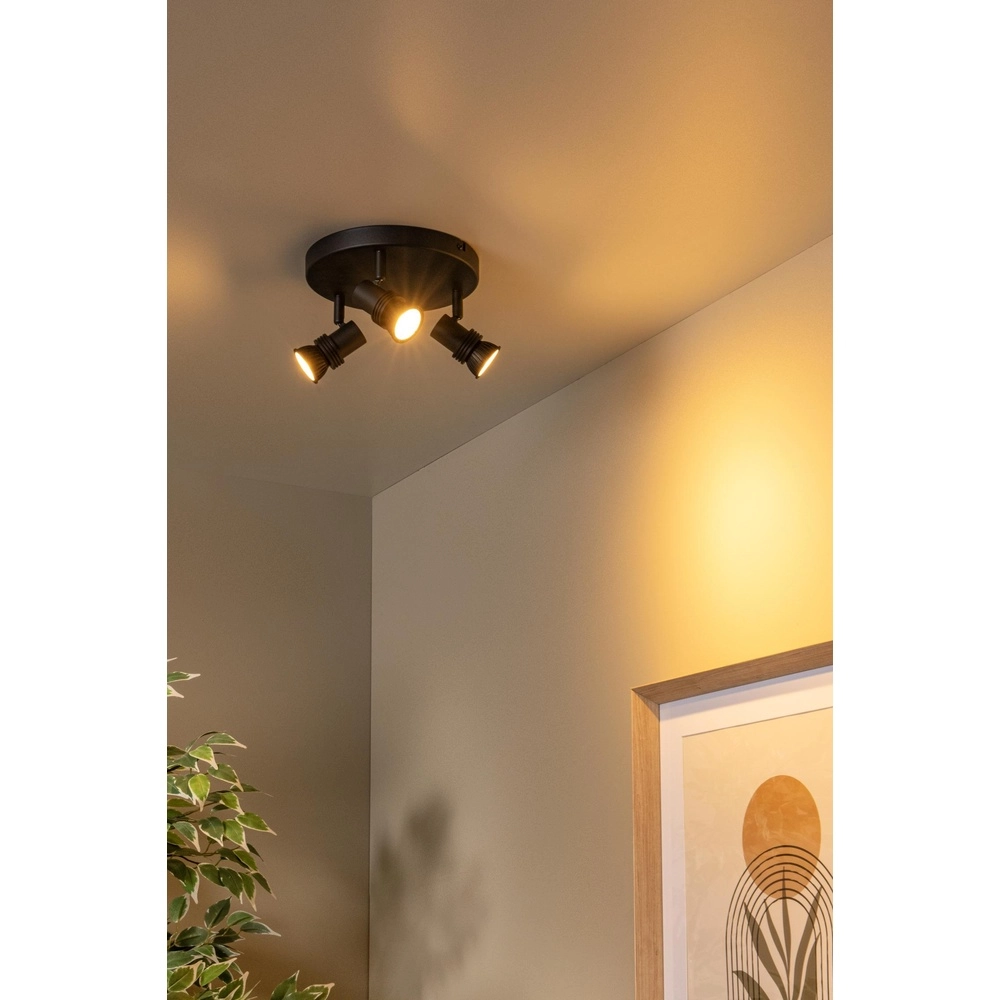 Ceiling spotlight Kianti 3-light black Lucide 5411212530875
