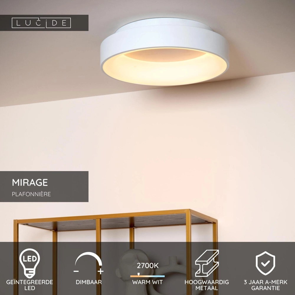 Ceiling lamp Mirage Ø 45cm white Lucide 5411212361233