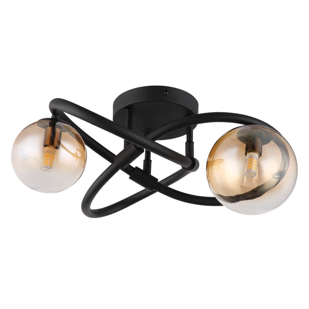 Black ceiling lamp Tuberius Design 2-light Globo 9007371458431