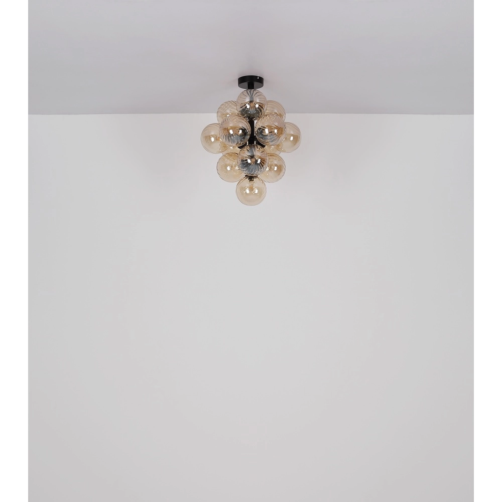 Black ceiling lamp Conor with amber glass Globo 9007371518173
