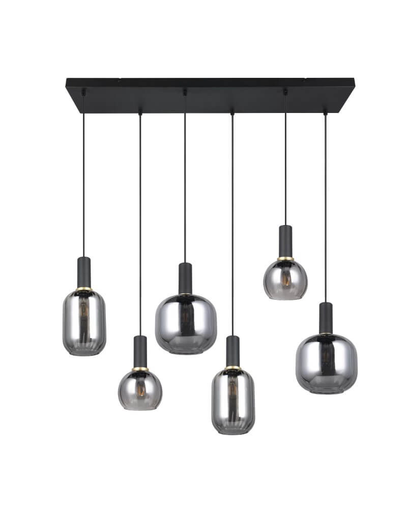Dining room pendant lamp Diva 6-light - smoke glass Trio 4017807614572