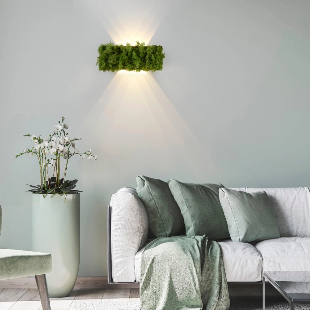Rectangular ceiling lamp Green Carlo with moss Just Light 4043689994853