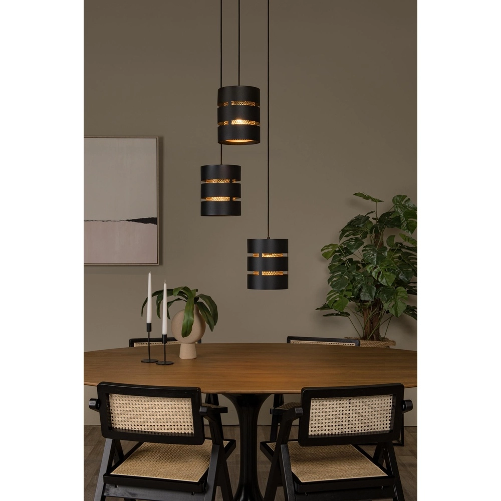 Pendant lamp Rosas Ø 43cm black with gold Lucide 5411212211835