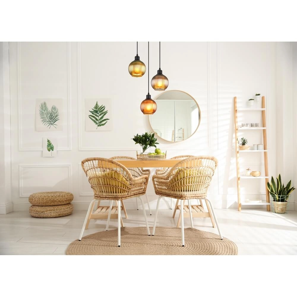 Round pendant lamp Zumba coloured glass 3-light Ø 36cm Globo 9007371449828