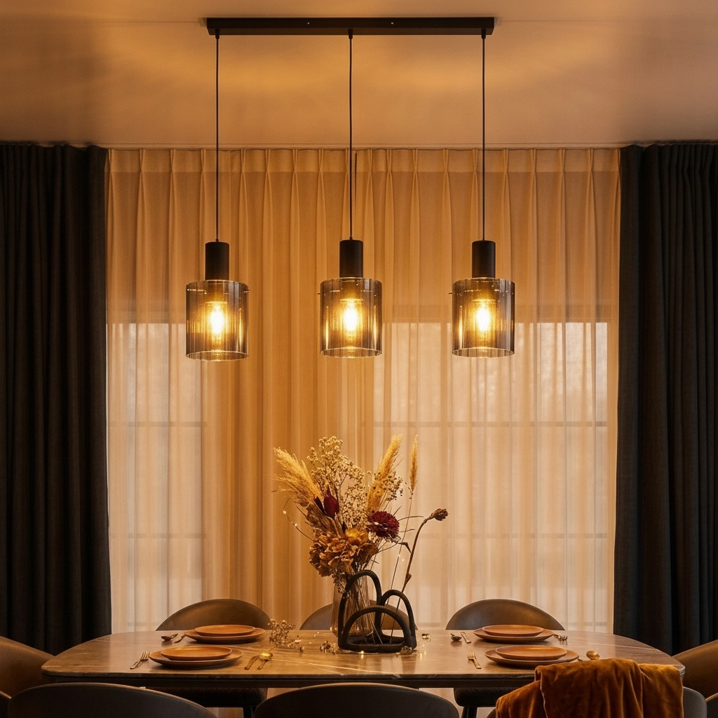 Design pendant lamp Mirbi 3-light black straight