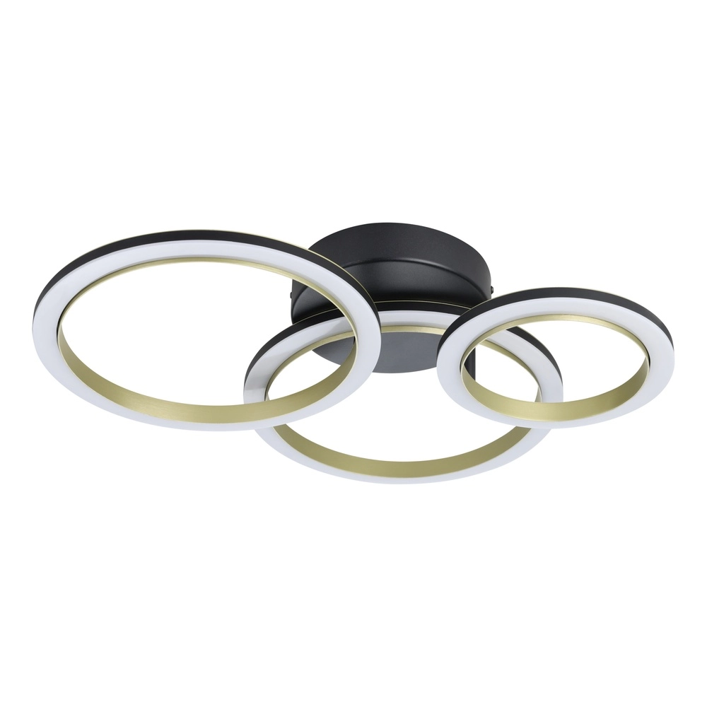 Smart ceiling light Calliera 49cm - black with gold - round
