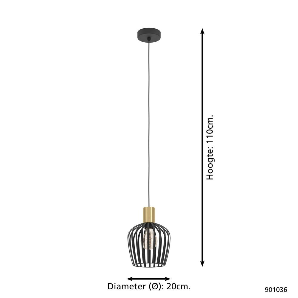 Pendant lamp Empoli black with gold - Ø 20cm Eglo 9008606299881