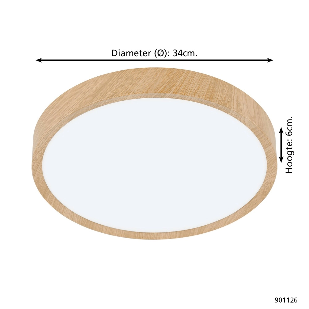 Led ceiling light Musurita wood look - Ø 34cm Eglo 9008606304318