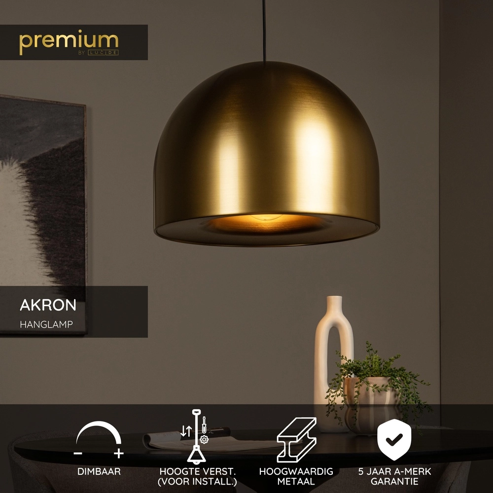 Modern Brass Pendant Lamp Akron Ø 50cm - 1x E27 Premium by Lucide 5411212202086
