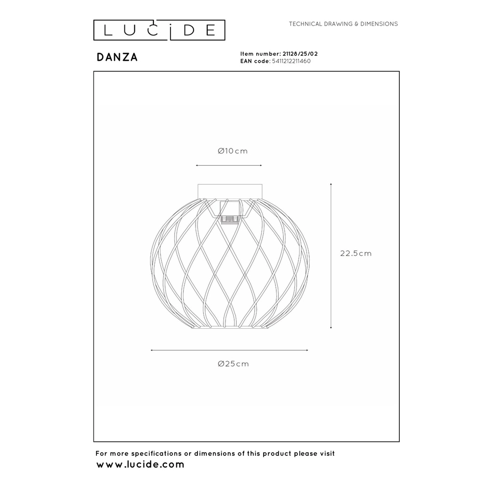 Ceiling lamp Danza gold Ø 25cm Lucide 5411212211460