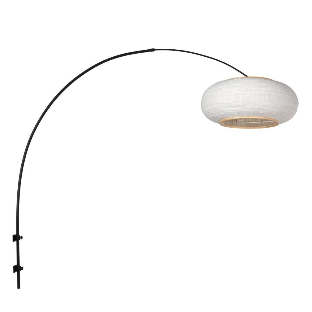 Black wall lamp Silva Alba with white shade Ø60cm