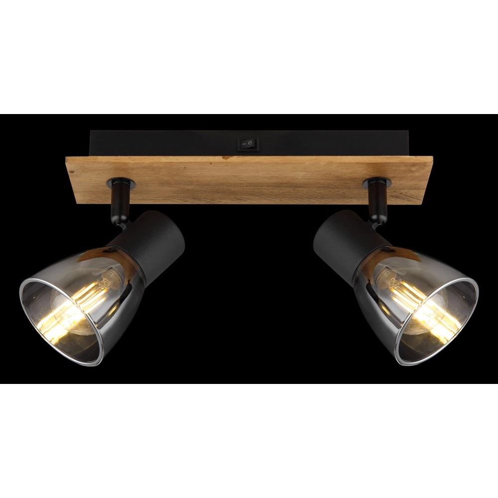 Ceiling lamp Claude 2-light black with wood Globo 9007371443208