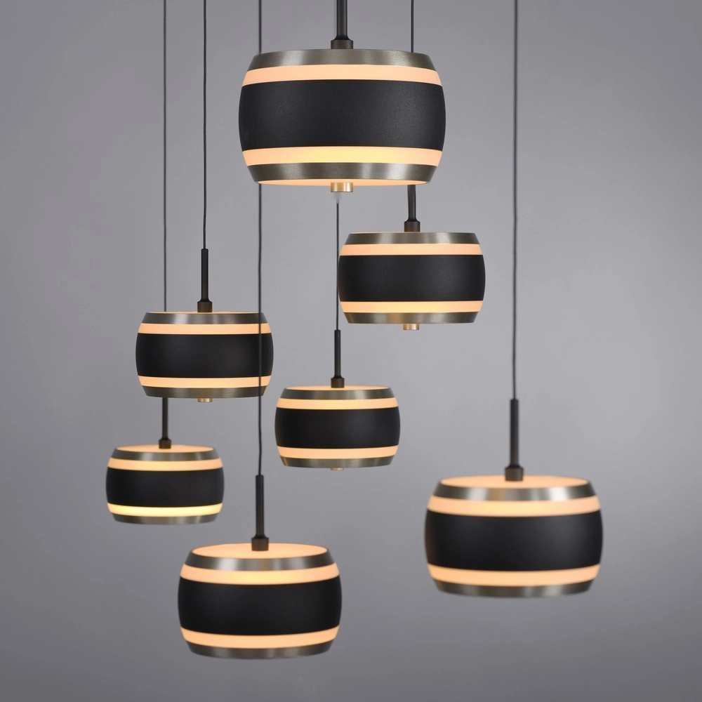 7L dining table pendant lamp Pure Falling Rings black pearl Paul Neuhaus 4012248396599