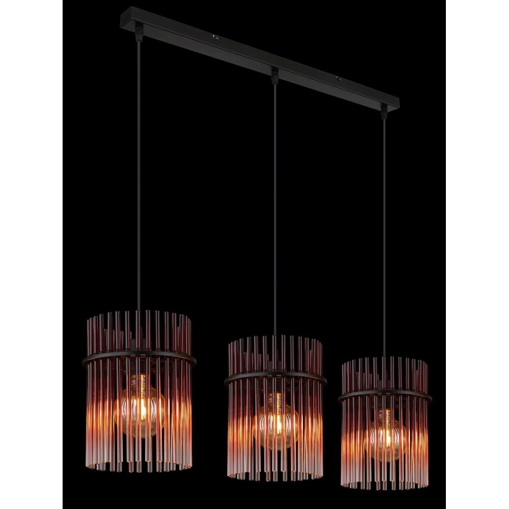 Black pendant lamp Gorley with red glass 3-lights Globo 9007371465965